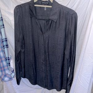 Black & Dark Grey Snakeskin Print Button Snap Shirt by David Lerner. Size XS.